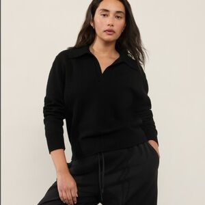 Athleta Alpine Collar Sweater, Black, size S NWT